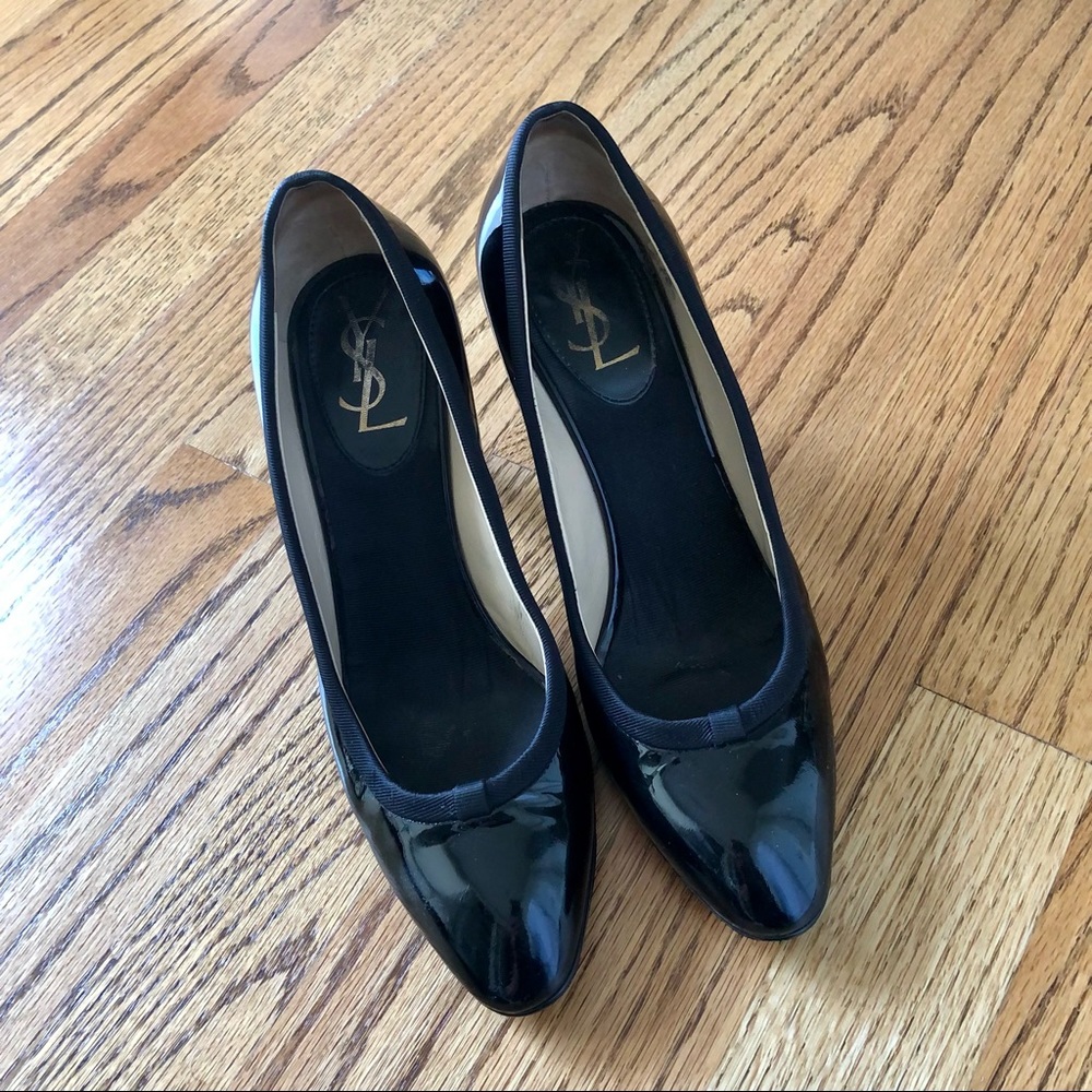 YSL Black Patent Leather Heels EU 36
